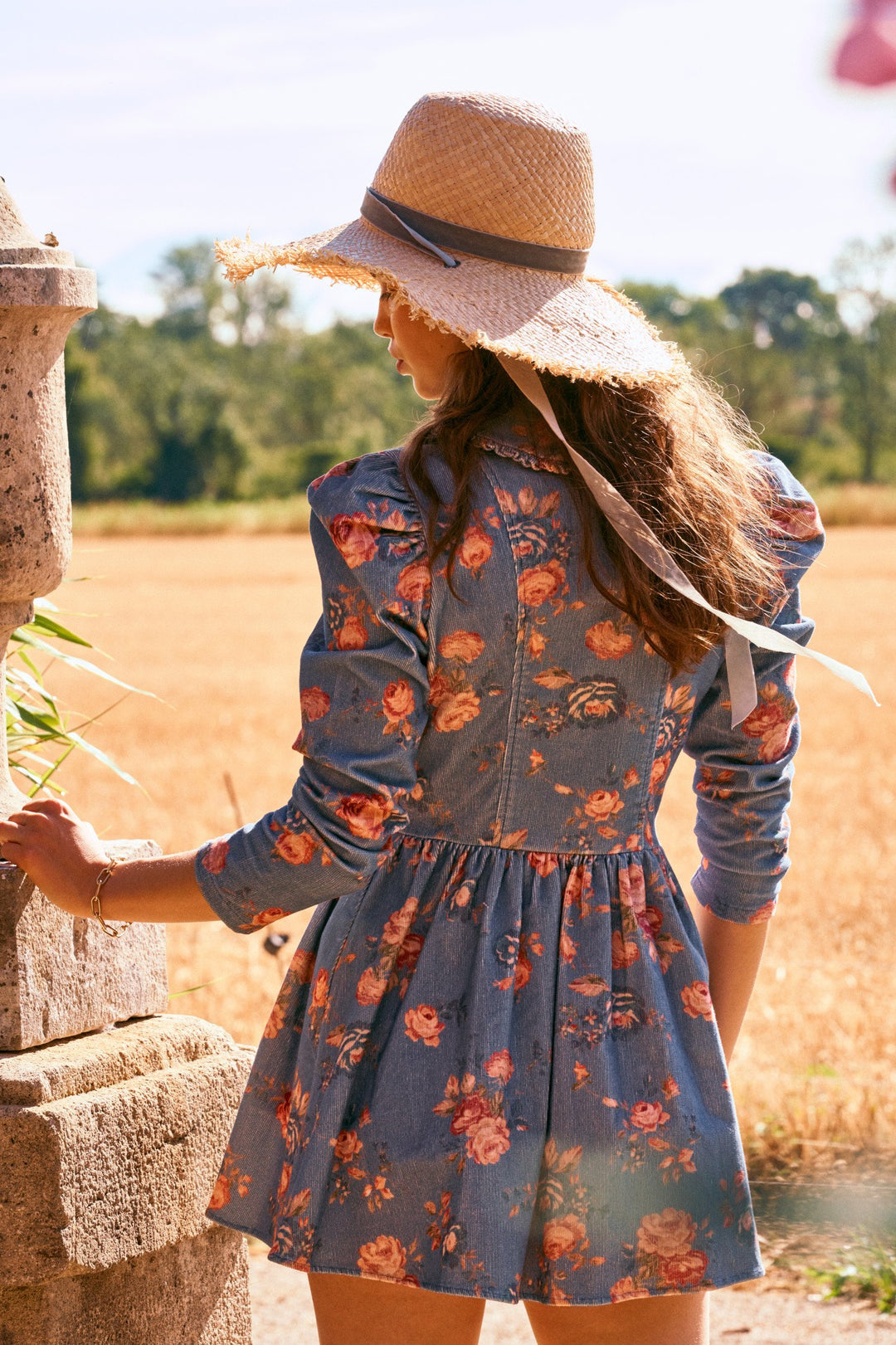 Love Shack Fancy - Beyers Dress in Faded Denim Love Shack Fancy - Beyers Dress in Faded Denim