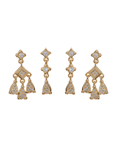 Luv AJ - Bezel Charm Studs Set in  Gold