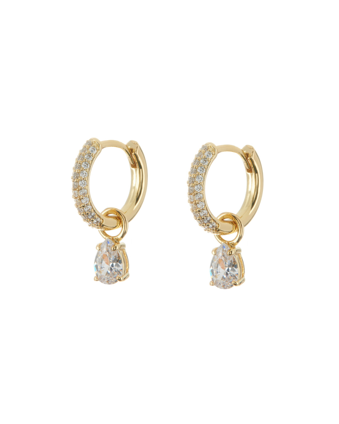 LUV AJ - Bianca Stone Pave Huggies in Gold