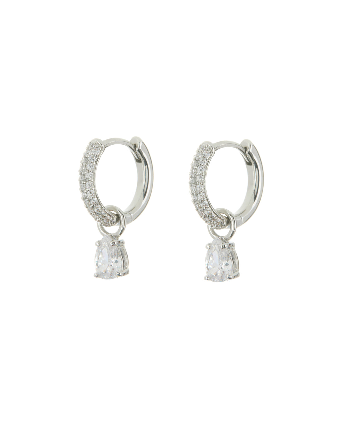 LUV AJ - Bianca Stone Pave Huggies in Silver