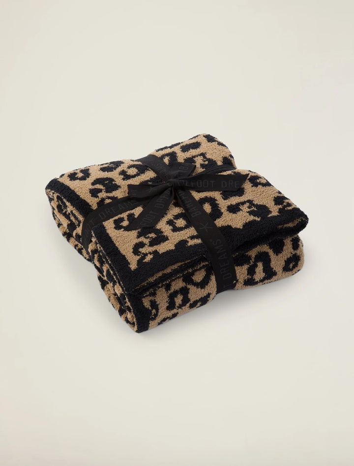 Barefoot Dreams - Cozychic Barefoot in the Wild Adult Throw in Camel/Black Leopard