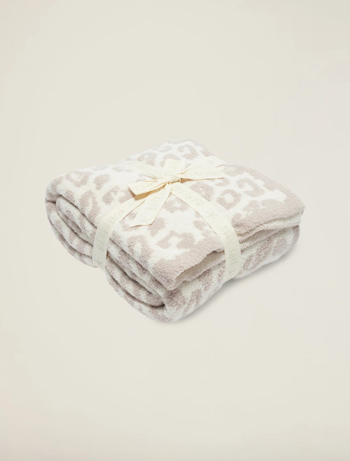 Barefoot Dreams - Cozychic Barefoot in the Wild Adult Throw in Cream/Stone Leopard