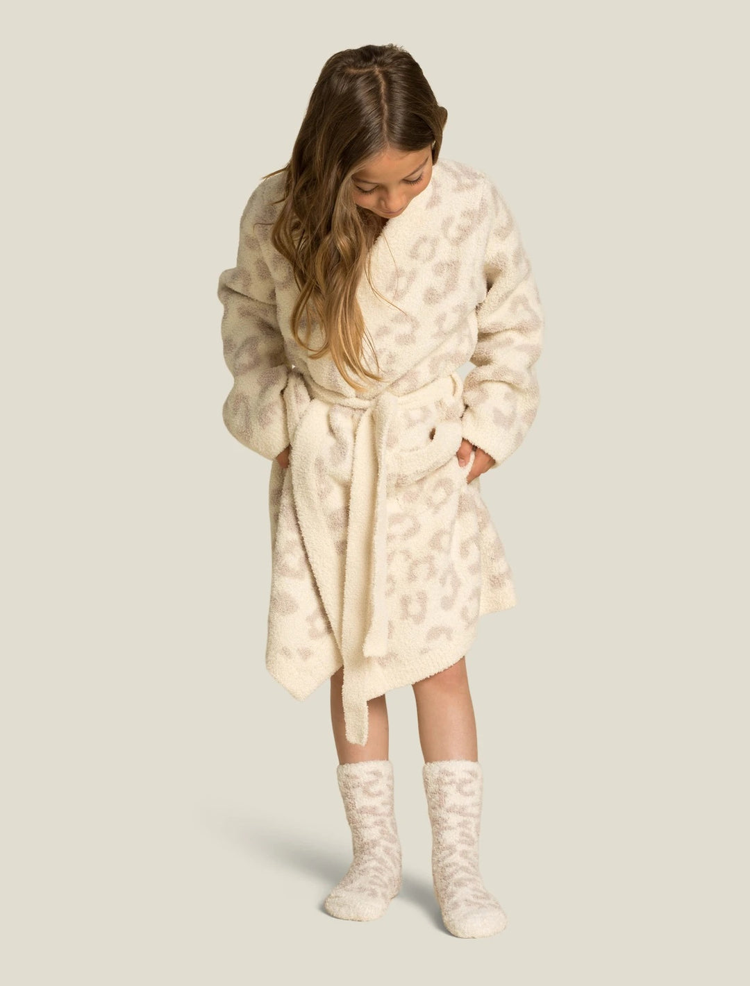 Barefoot Dreams - CozyChic Youth Barefoot in the Wild Socks in Cream-Stone