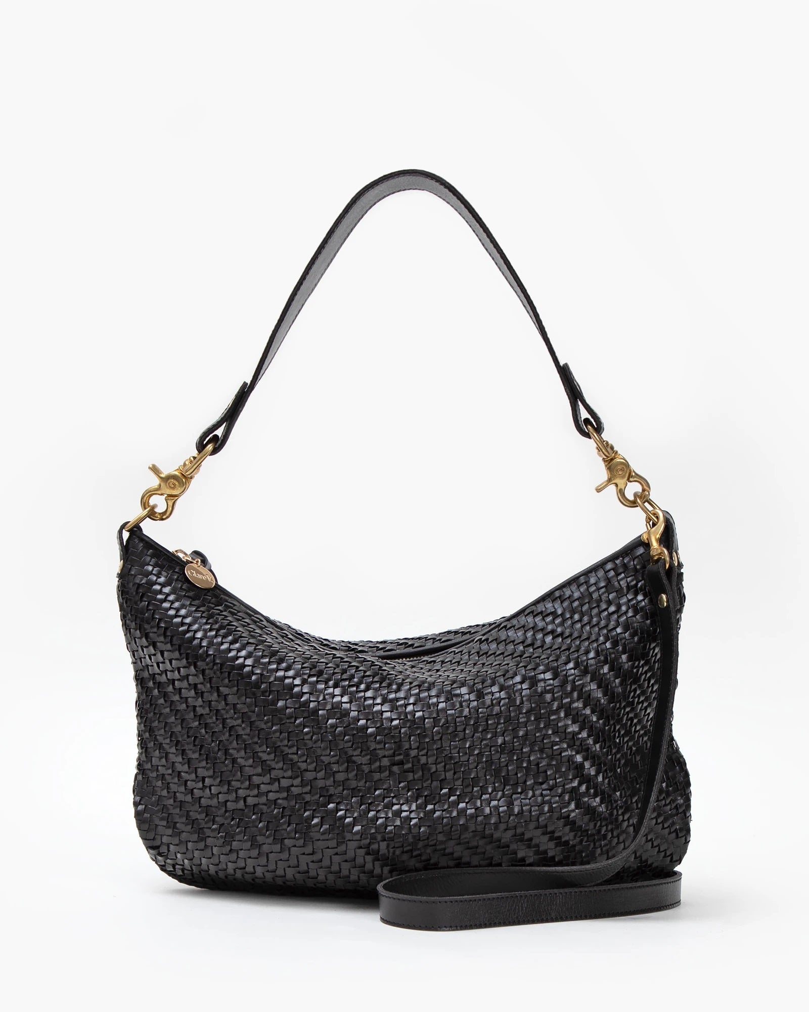 Clare V. - Moyen Messenger in Black Woven Zig Zag – Blond Genius