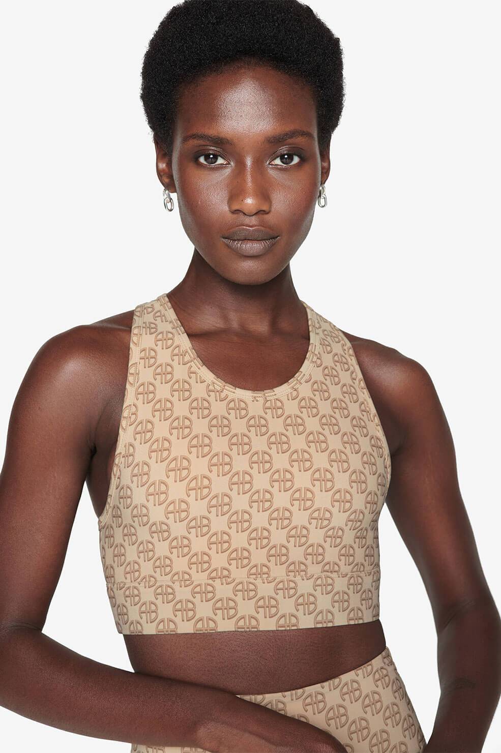 Anine Bing - Blair Bra in Camel Monogram Print