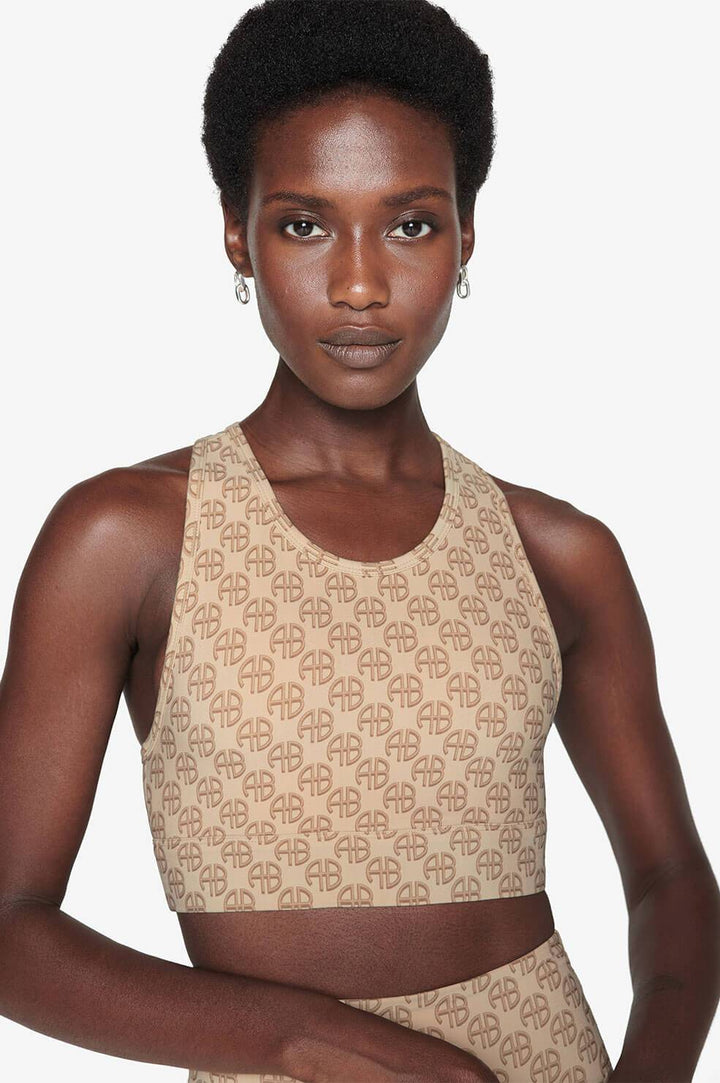 Anine Bing - Blair Bra in Camel Monogram Print