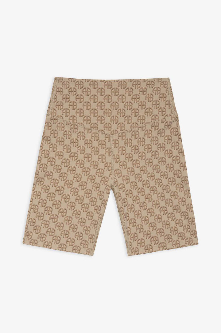 Anine Bing - Blake Biker Short in Camel Monogram Print