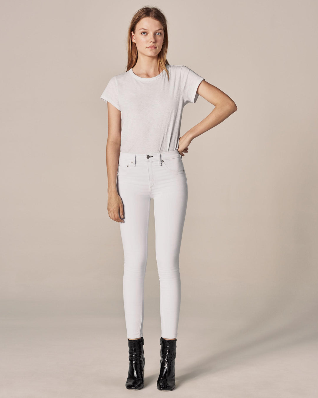 Rag & Bone - High Rise Ankle Skinny in Blanc