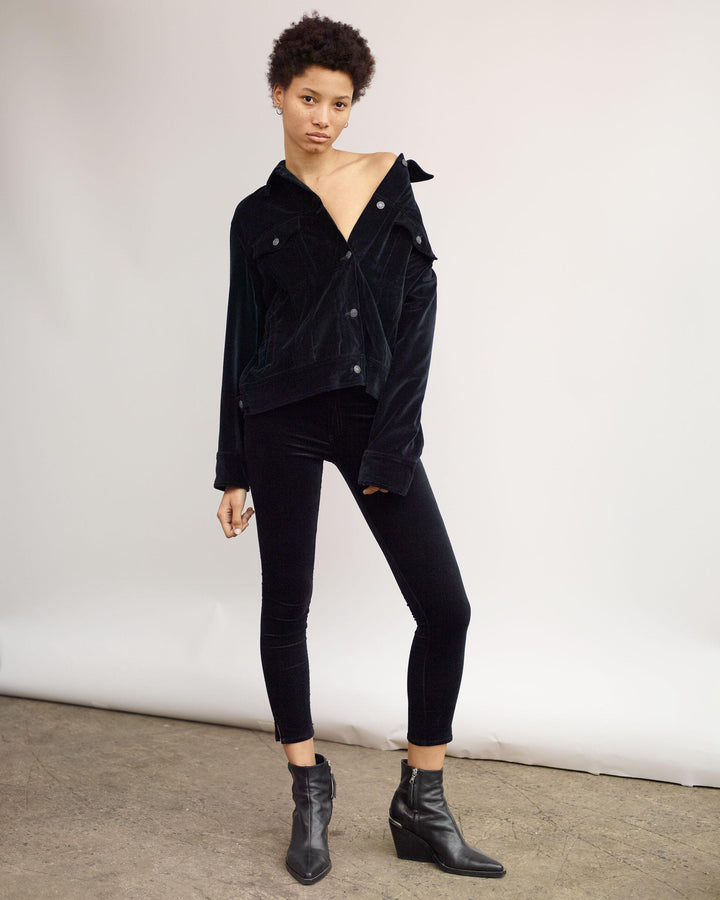 Rag & Bone - High Rise Skinny Blk Velvet