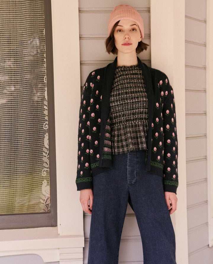 The Great - The Bloom Lodge Cardigan in Navy Bloom