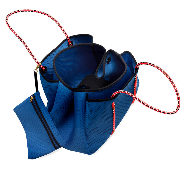 Annabel Ingall - Sporty Spice Neoprene Tote in Cobalt with Coral Straps