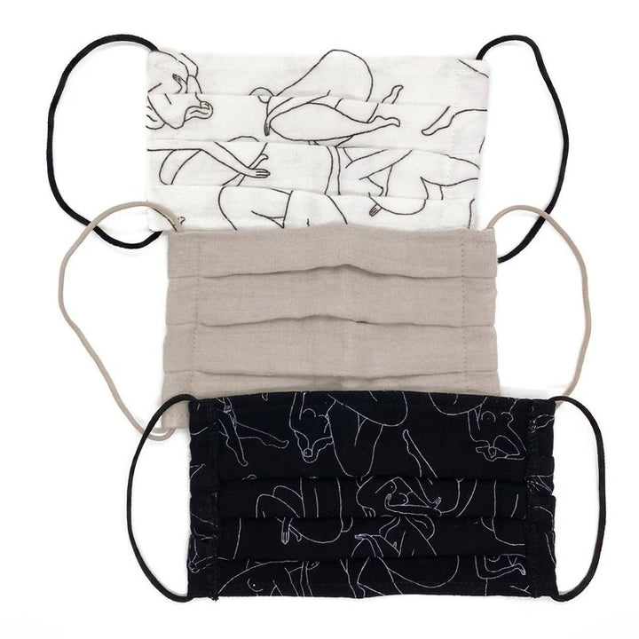 Kitsch - 3pc Cotton Mask Set in Body Positive Figure Drawing