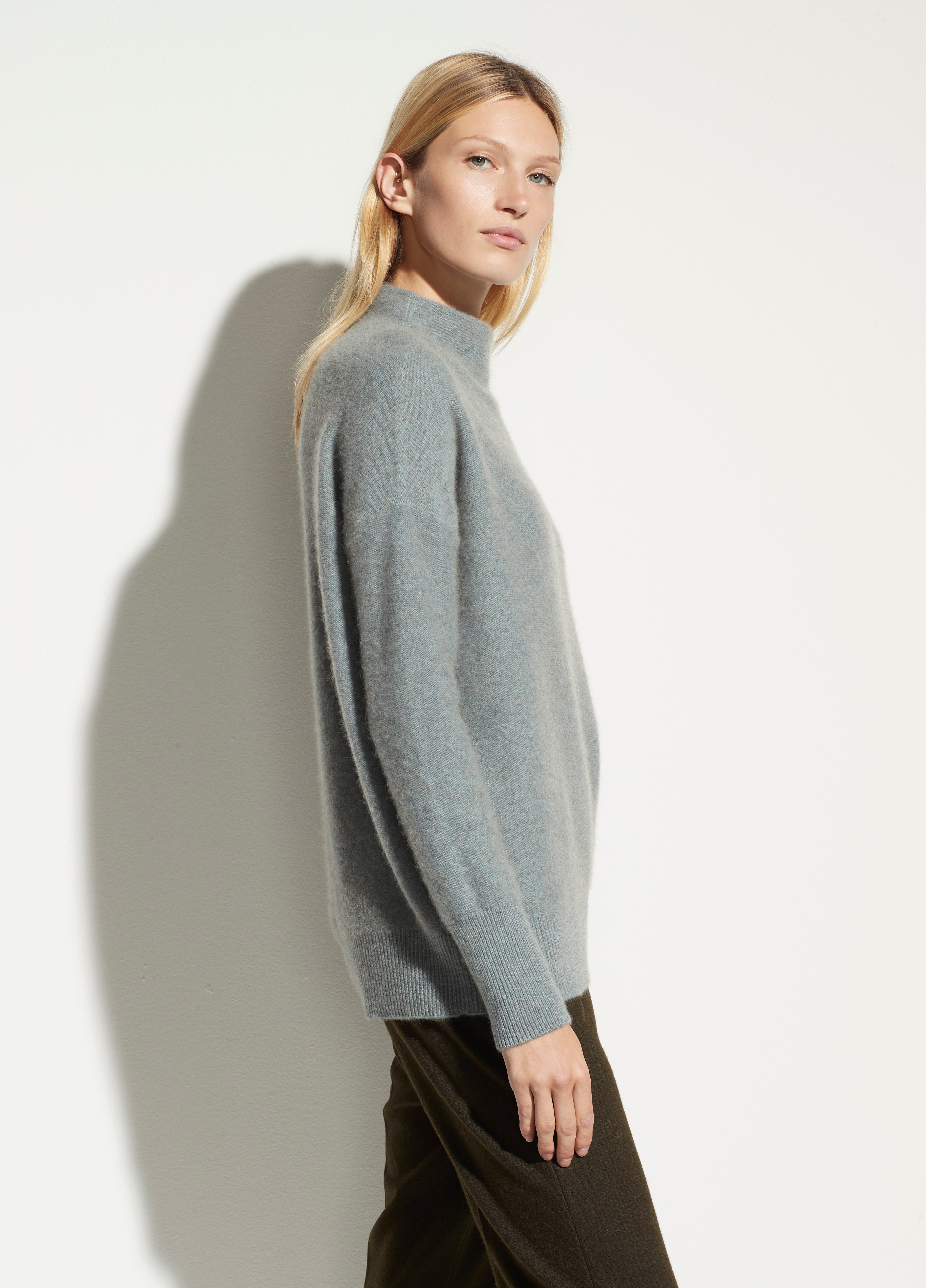 Vince - Boiled Cashmere Funnel Neck Pullover in Heather Patina