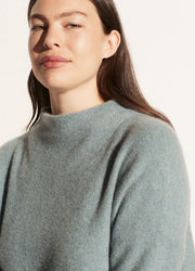 Vince - Boiled Funnel Neck Pullover in Heather Ocean | Blond Genius