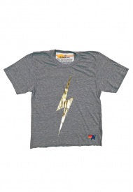 Aviator Nation - Bolt Metallic Boyfriend Tee in Heather Grey Metallic Gold