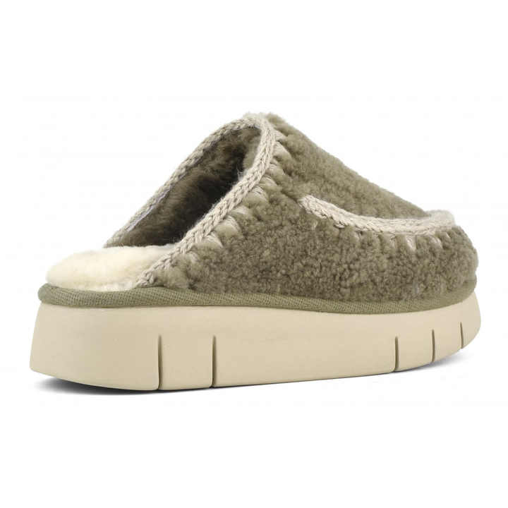 MOU - Bounce Clog Curly Sheepskin in Military
