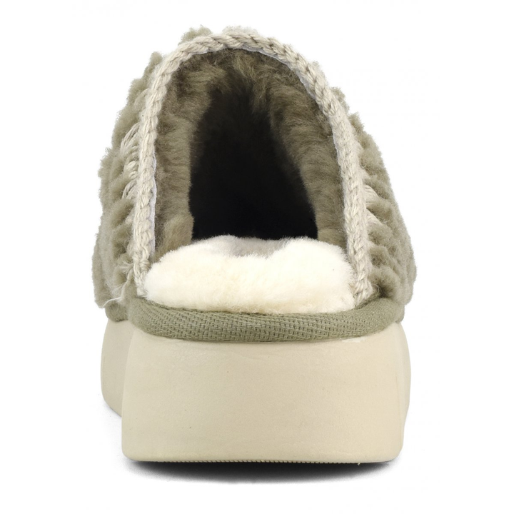 MOU - Bounce Clog Curly Sheepskin in Military