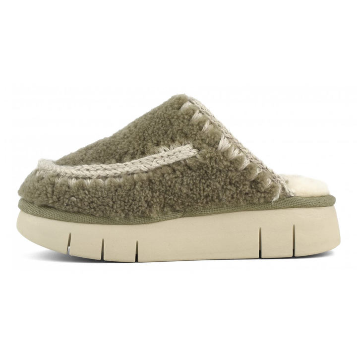 MOU - Bounce Clog Curly Sheepskin in Military