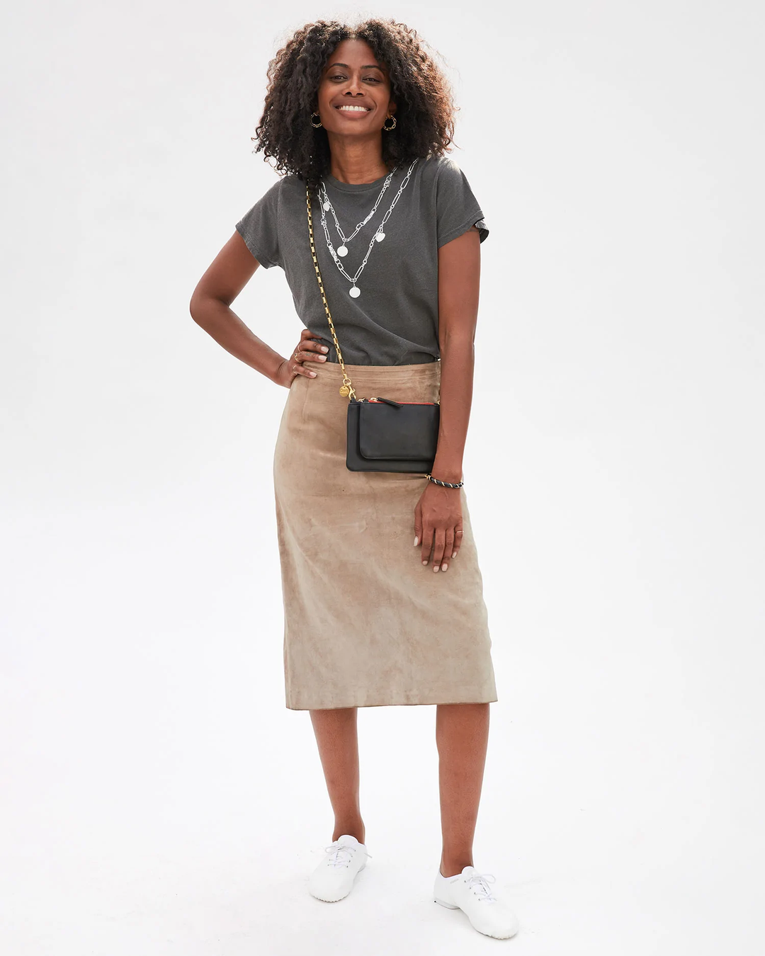 Clare V - Box Chain Crossbody Strap in Natural Brass
