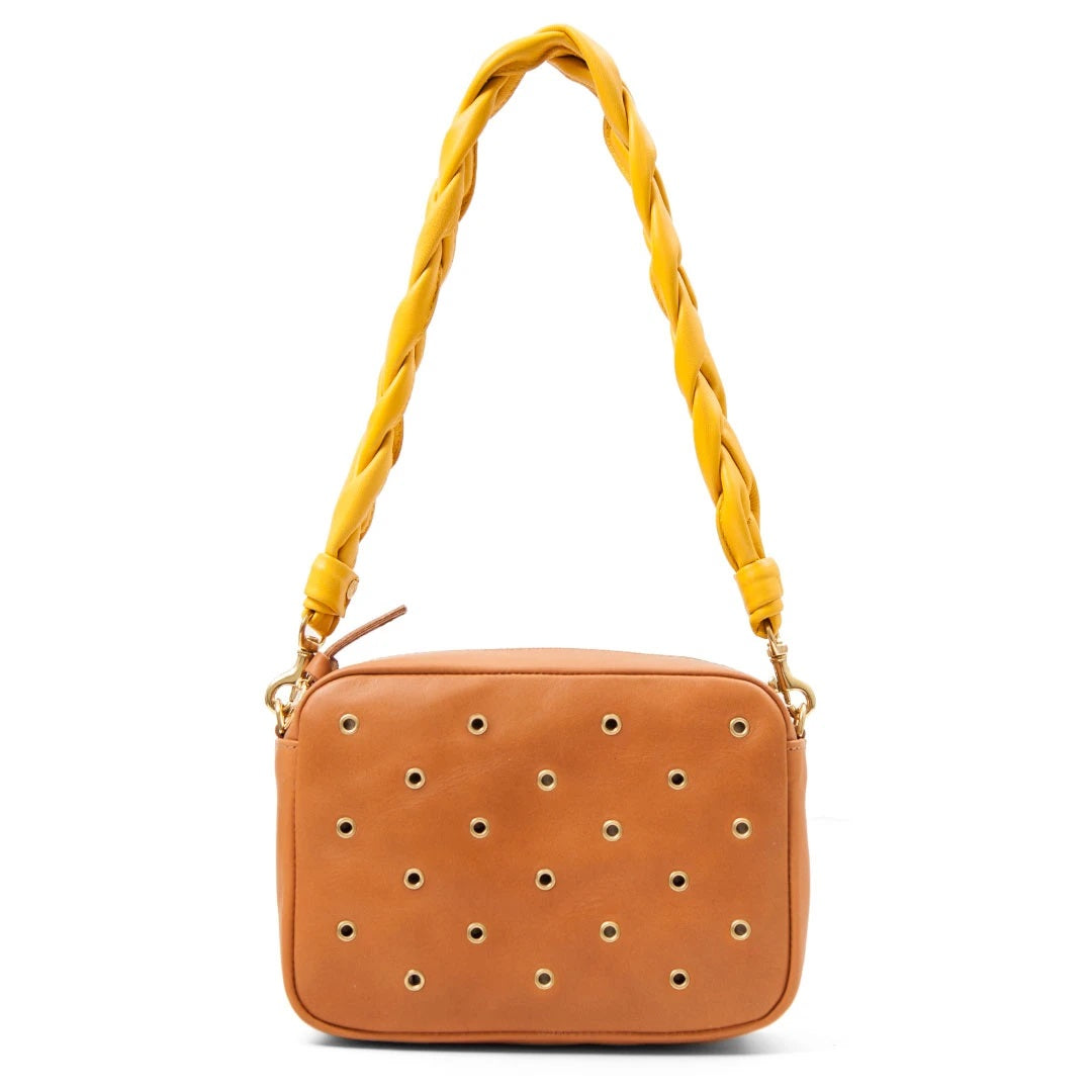Clare V. - Shoulder Strap in Braided Yellow Leather