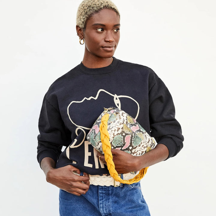 Clare V. - Shoulder Strap in Braided Yellow Leather