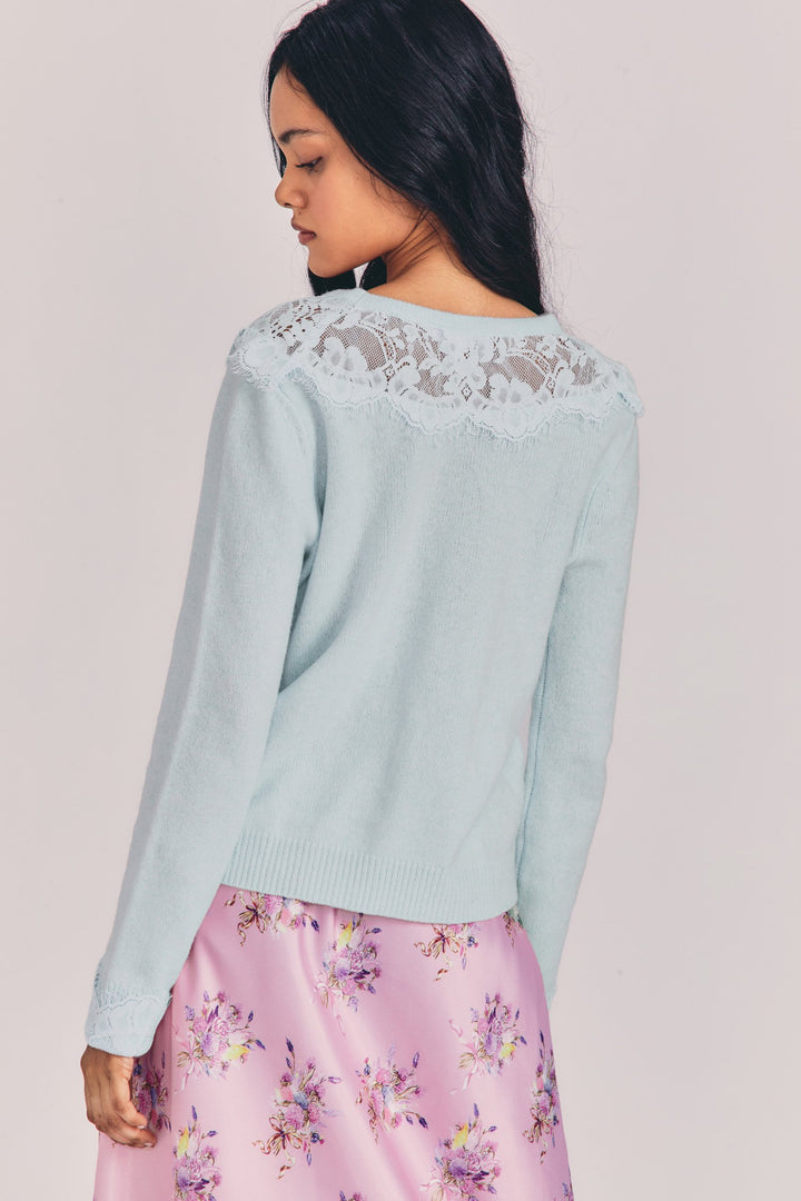 Love Shack Fancy - Brandie Cardigan in Blue Vesper