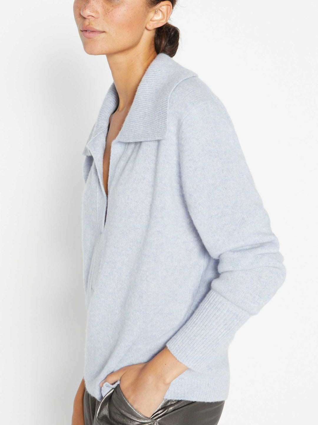 Brochu Walker - Bree Henley in California Blue Melange Clothing - Sweaters
