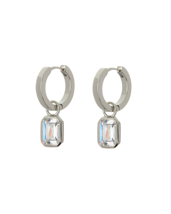 LUV AJ - Brigitte Bezel Huggies in Silver
