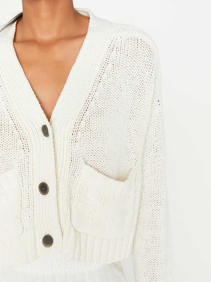 Brochu Walker - Cropped Cardigan in Salt White Cardigans