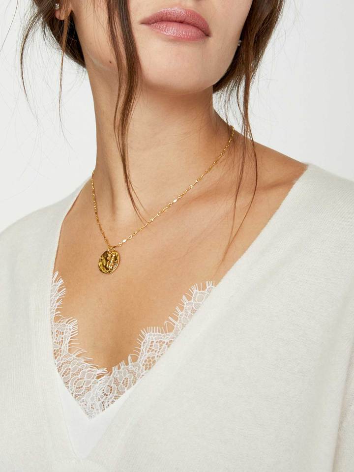 Brochu Walker - Lace Vee Layered Pullover in Ivory Clothing - Sweaters