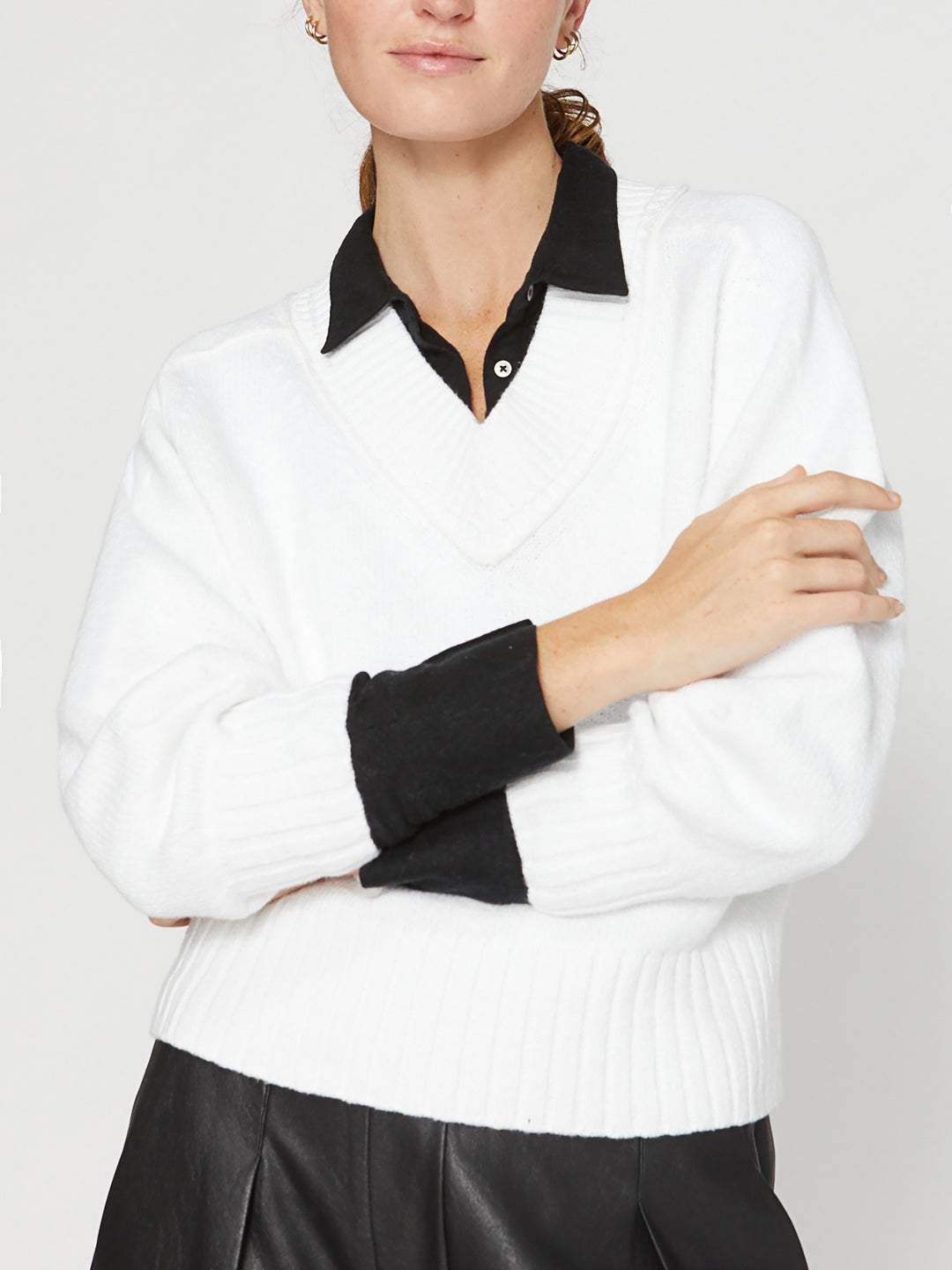 Brochu Walker - Mylo Vee in Salt White Clothing - Sweaters