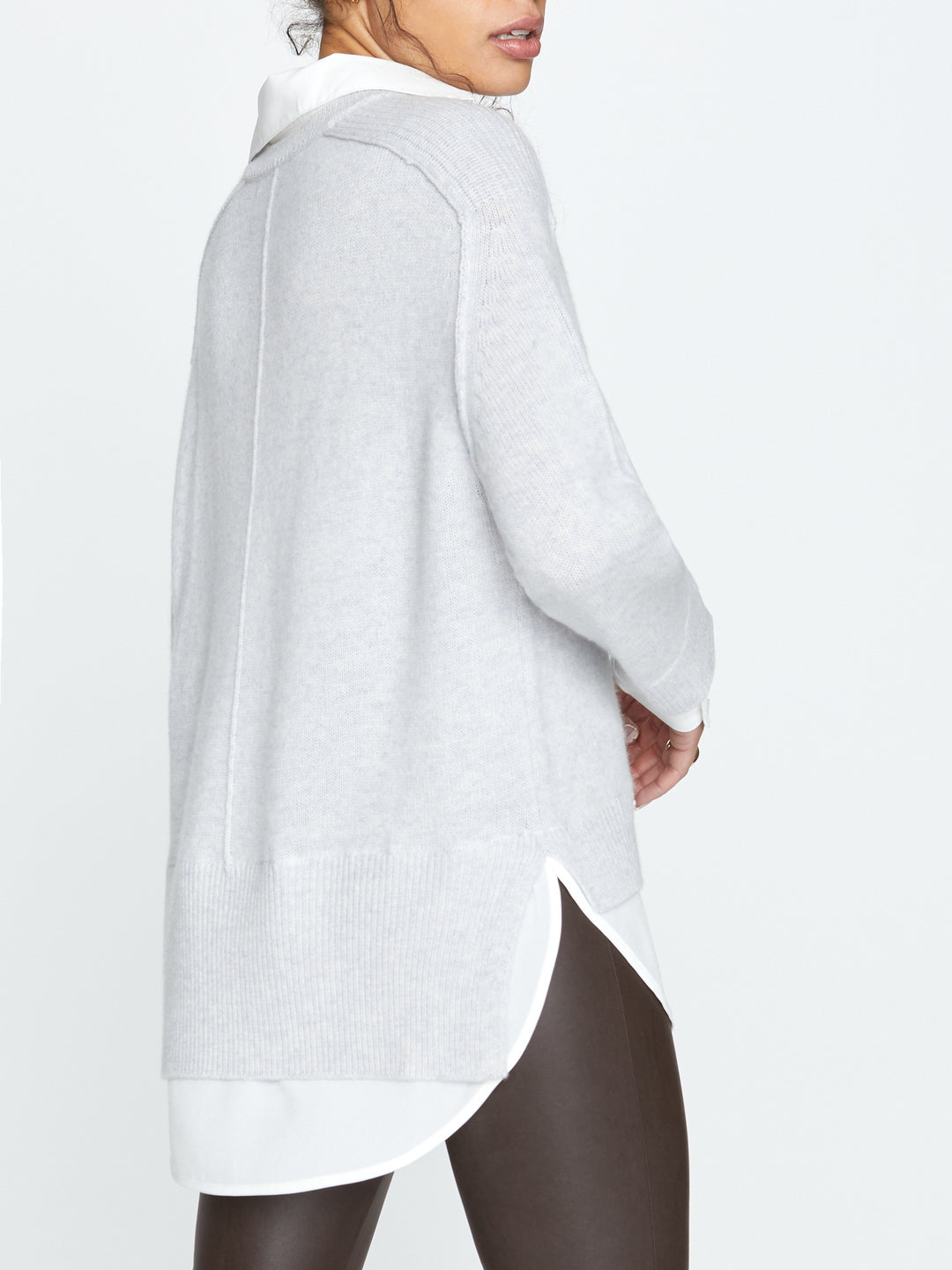 Brochu Walker - V-Neck Layered Pullover in Blue Haze Melange w/ Blue Clothing - Sweaters