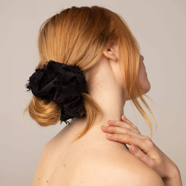 Kitsch - Brunch Scrunchie in Frayed Black