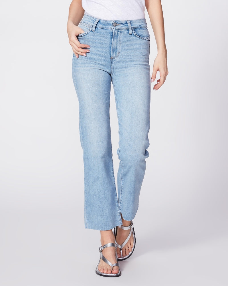 Paige Denim - Atley Ankle Flare Jeans w/ Braided Details + Raw Hem in Joannis