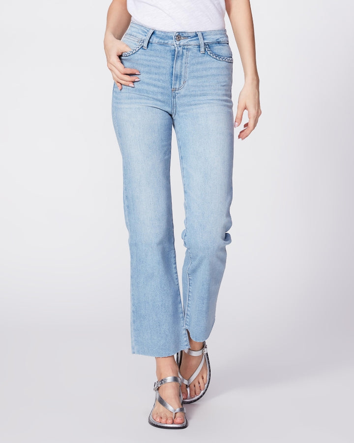 Paige Denim - Atley Ankle Flare Jeans w/ Braided Details + Raw Hem in Joannis