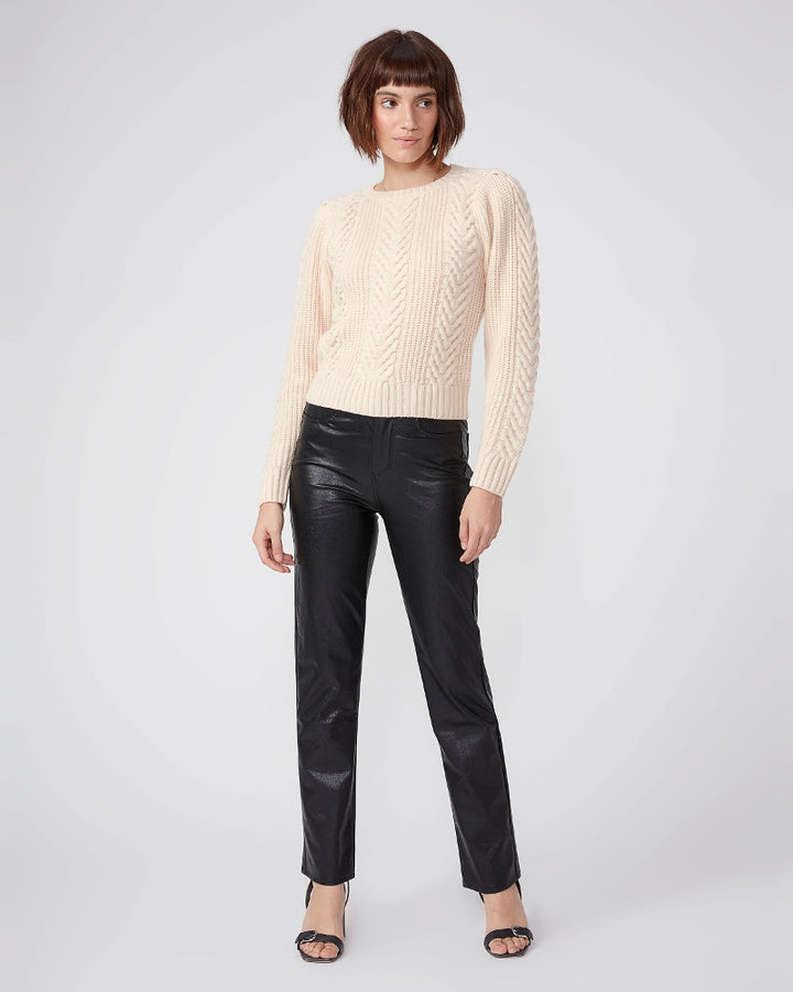 Paige - Stella Straight Vegan Leather Pants in Black