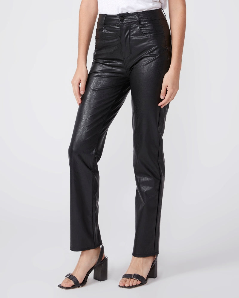 Paige - Stella Straight Vegan Leather Pants in Black