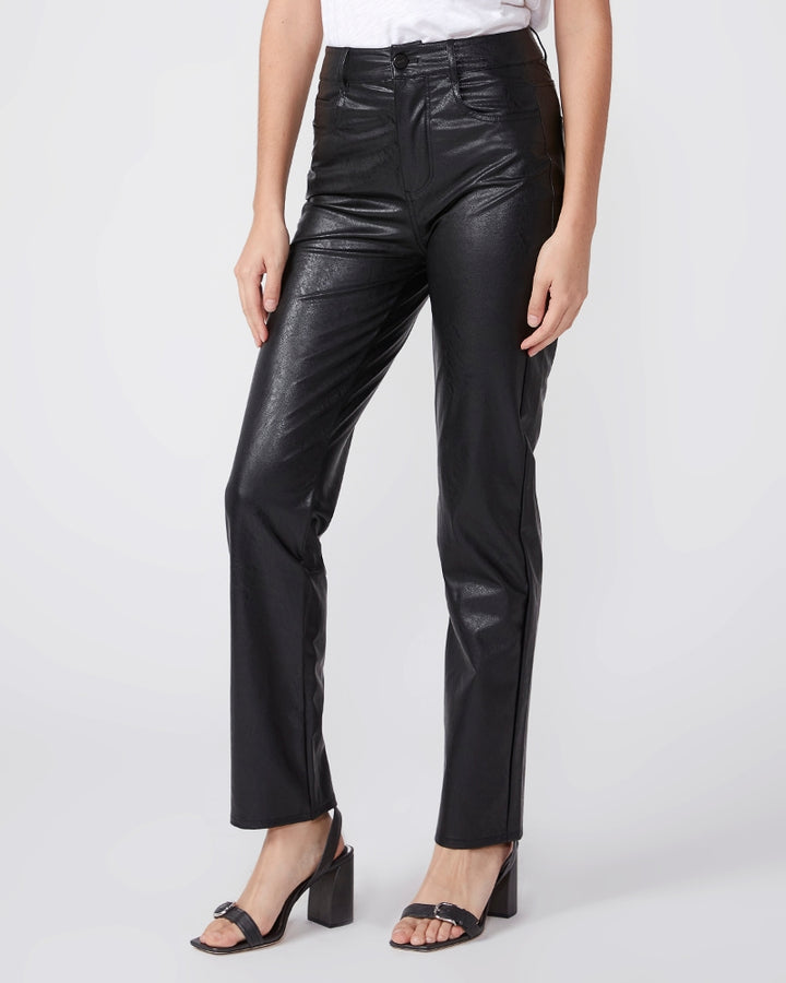 Paige - Stella Straight Vegan Leather Pants in Black
