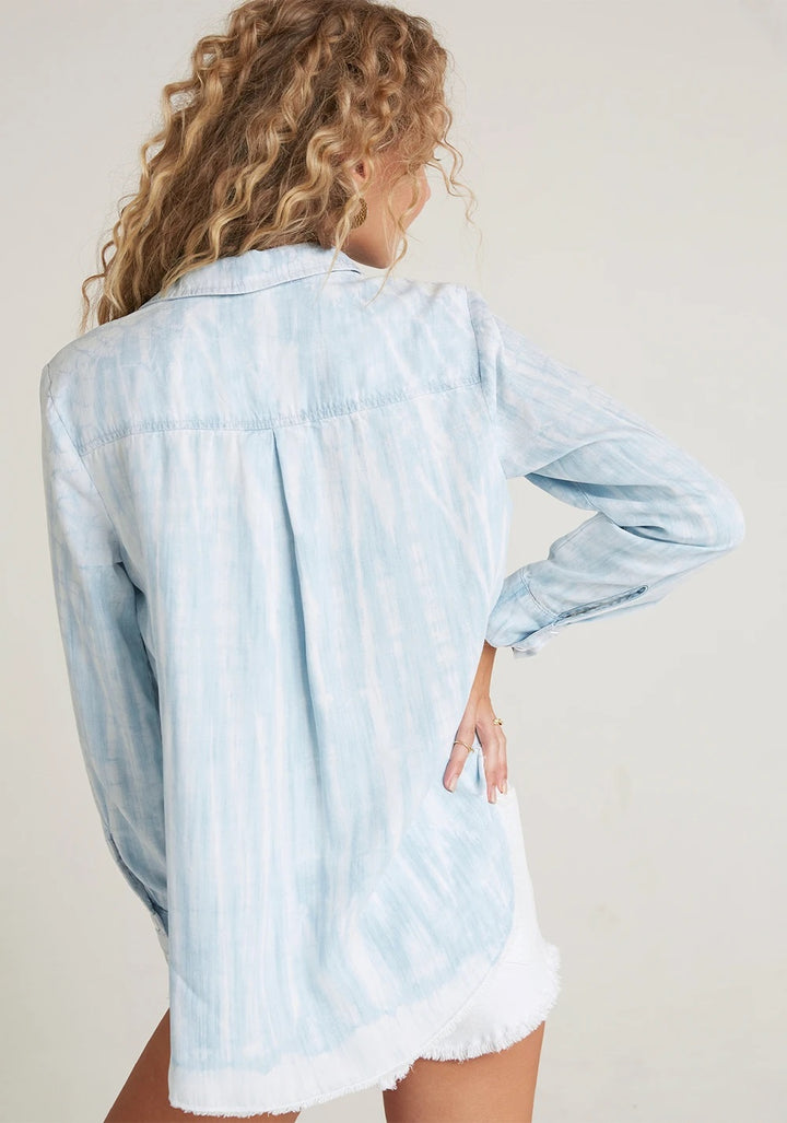 Bella Dahl - Fray Hem Flowy Button Down in Vintage Havana Wash