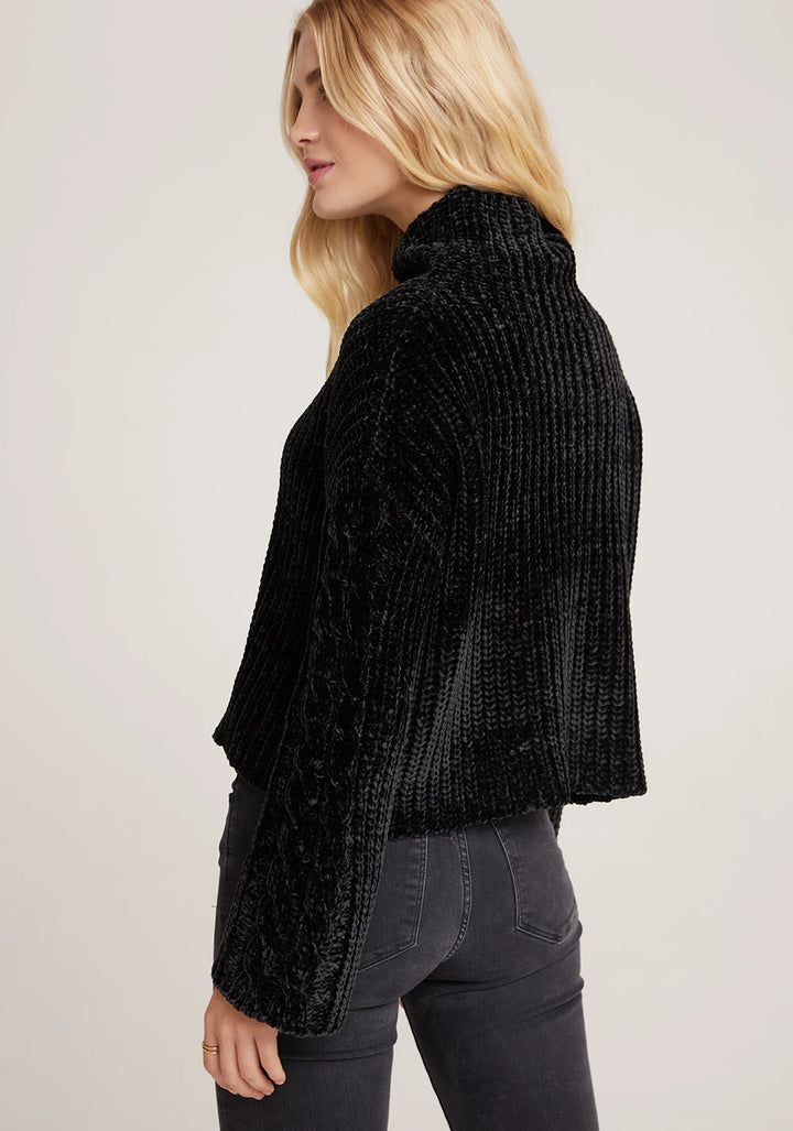 Bella Dahl - Cable Sleeve Turtle Neck Sweater in Black
