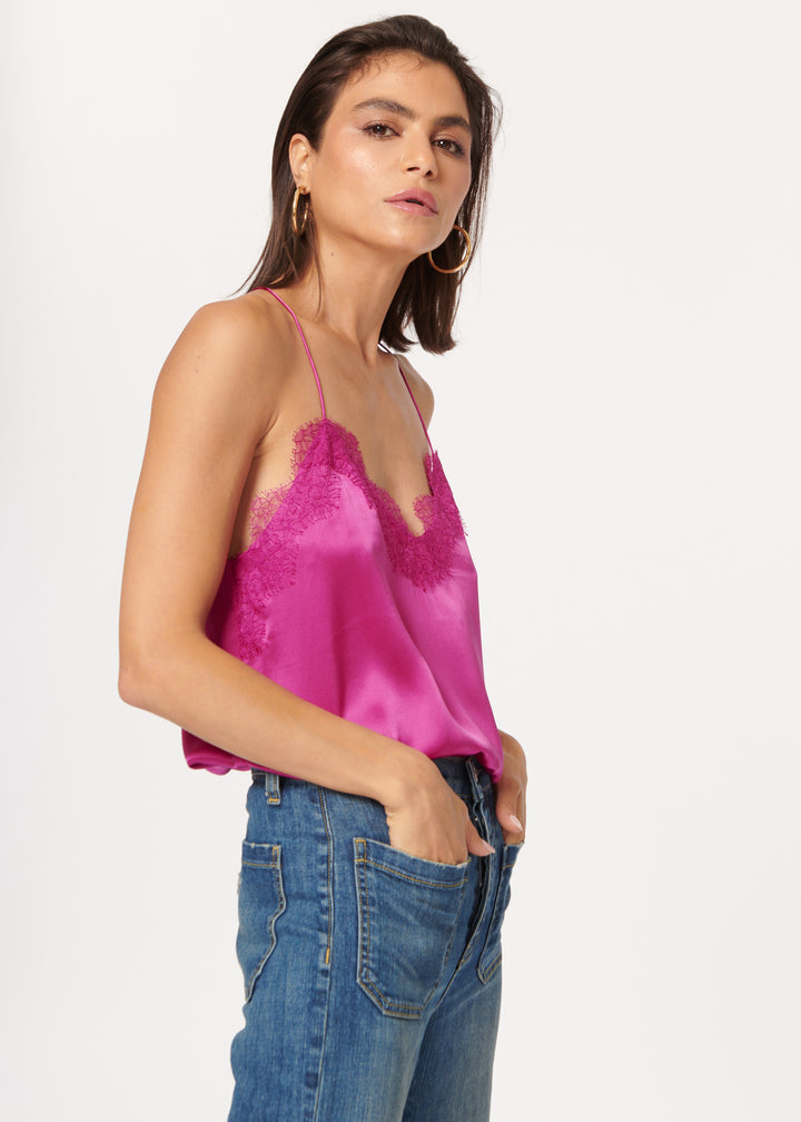 Cami NYC - Racer Charmeuse Cami in Magenta Tops