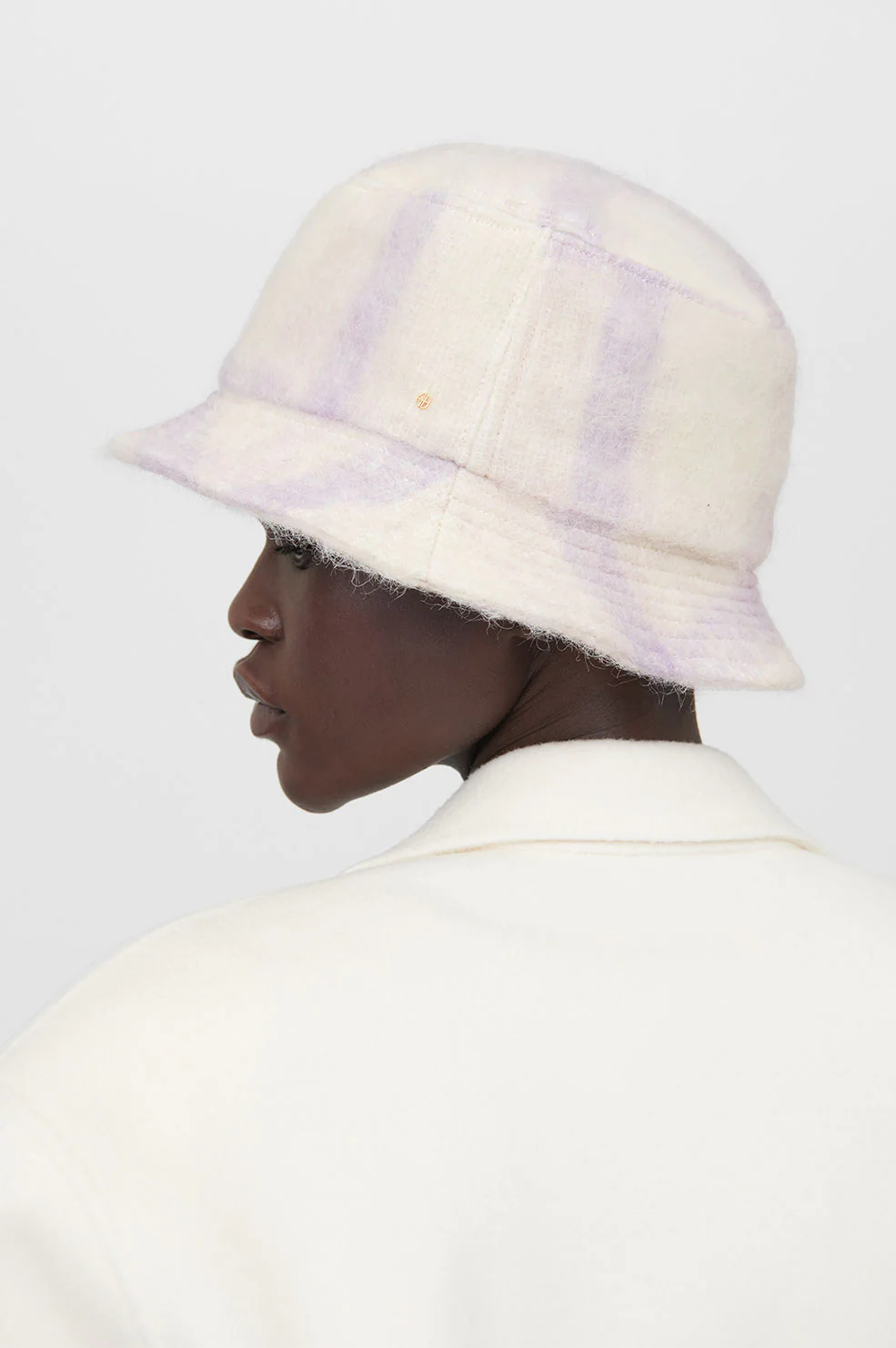 Anine Bing - Cami Bucket Hat in Lavender and Cream Check