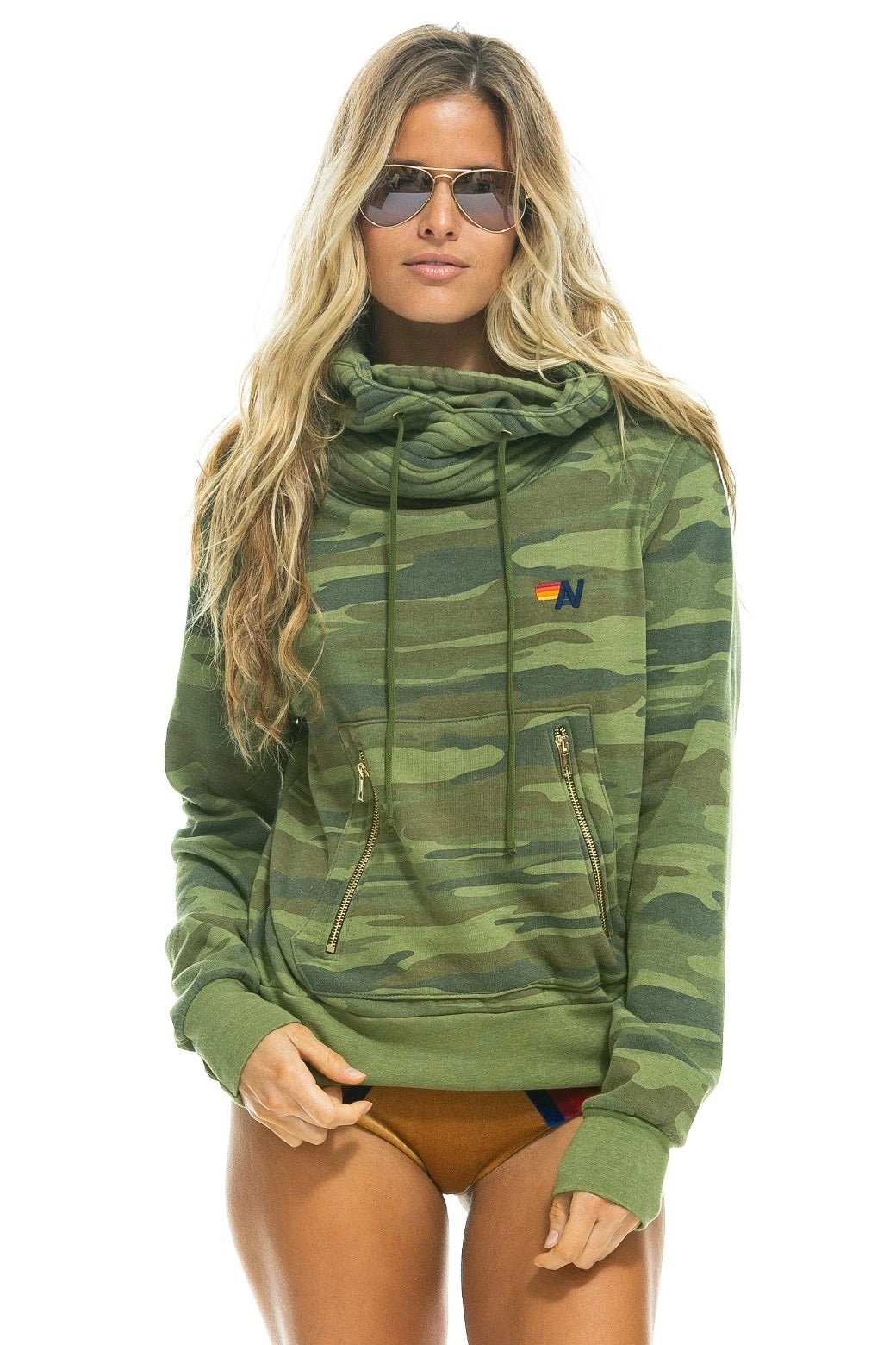 Aviator Nation Ninja Pullover Hoodie in Camo Blond Genius