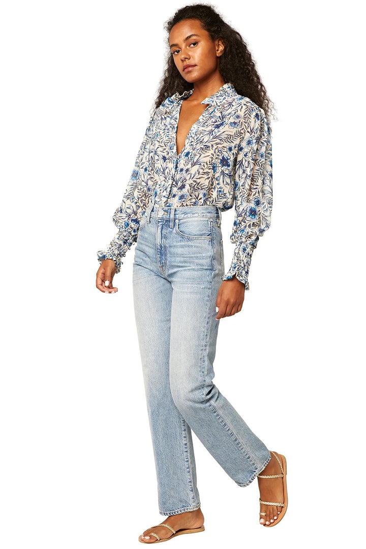Misa - Candra Top in Indigo Blooms