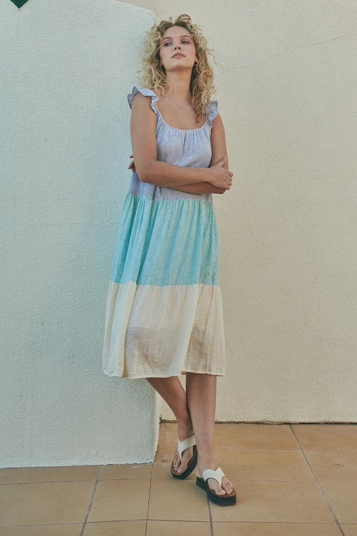 Rails - Capri Dress in Mixed Rainbow Stripe