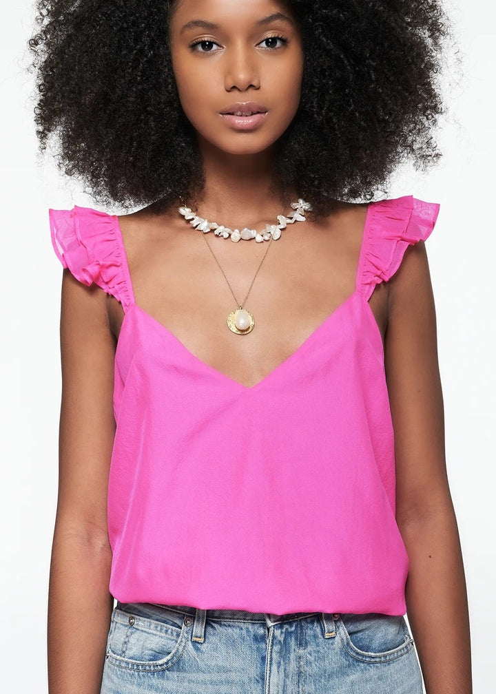 Cami NYC - Cara Chiffon Top in Neon Pink Tanks