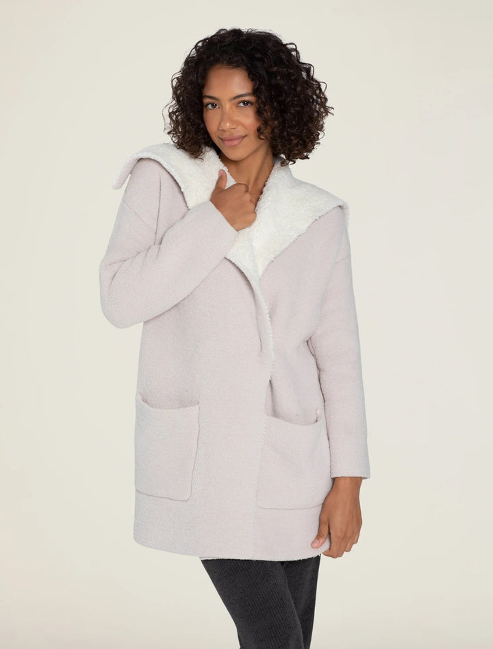 Barefoot Dreams - CozyChic Shearling Drape Car Coat in Stone Cream
