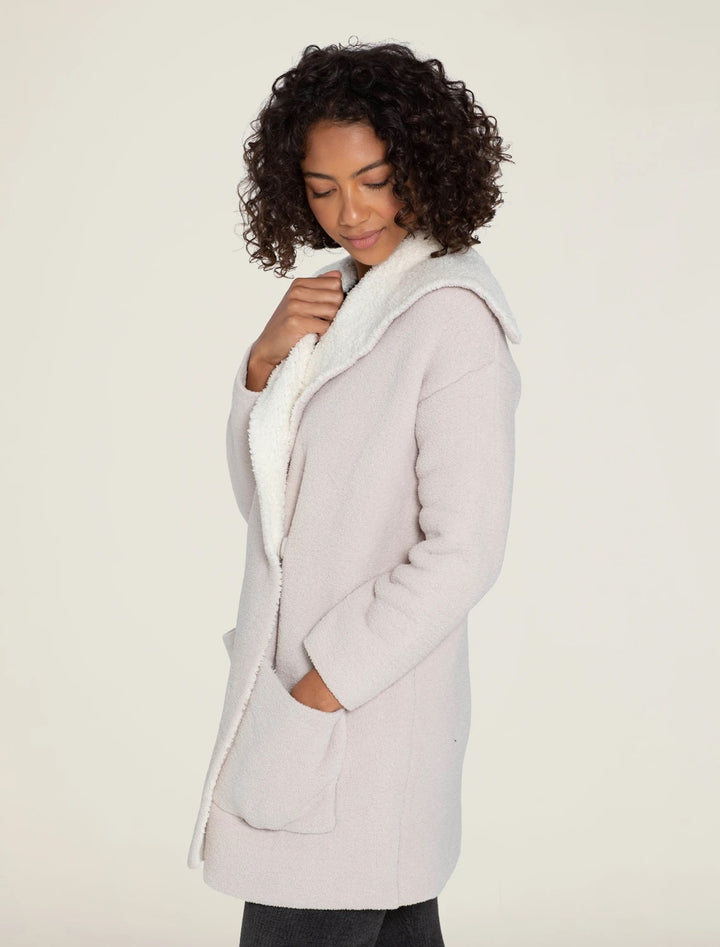 Barefoot Dreams - CozyChic Shearling Drape Car Coat in Stone Cream