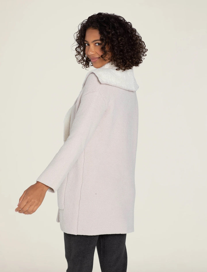 Barefoot Dreams - CozyChic Shearling Drape Car Coat in Stone Cream