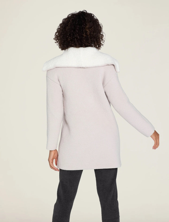 Barefoot Dreams - CozyChic Shearling Drape Car Coat in Stone Cream